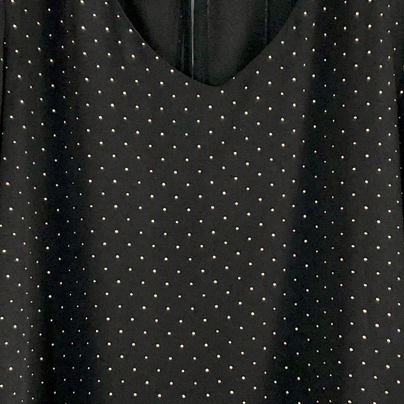 Jennifer Lopez, Layered, Chiffon, Blouse, 3/4 Sleeves, Black, Gold Dots, Size S - Picture 7 of 12